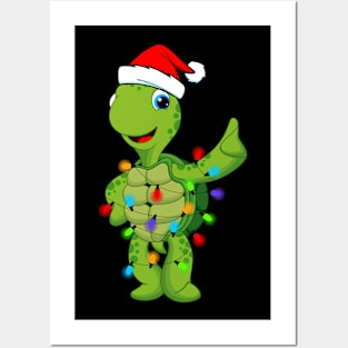 Funny Turtle Animal Lover Turtle Christmas Xmas Lighting Posters and Art